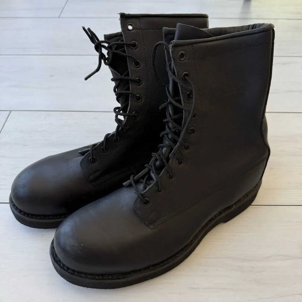 Addison Shoe Steel Toe Leather Combat Boots Men's US 10.5 R Vibram Soles Black